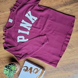 PINK Victoria's Secret Maroon Open Shoulder Pullover Sweater